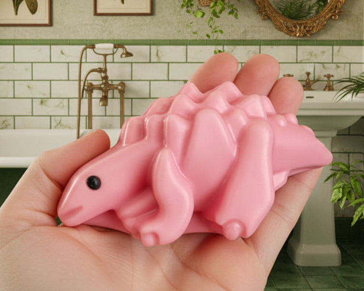 Fruity petals scented pink stegosaurus soap