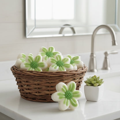  Geranium Flower Soap Bars in a basket