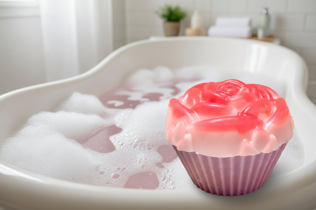 Fig blossom scented cupcake soap bar bubble bath