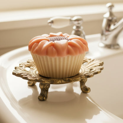 Golden berry soap bar in a bubble bath