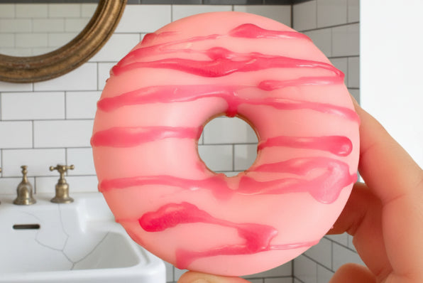 Honey almond scented pink donut soap