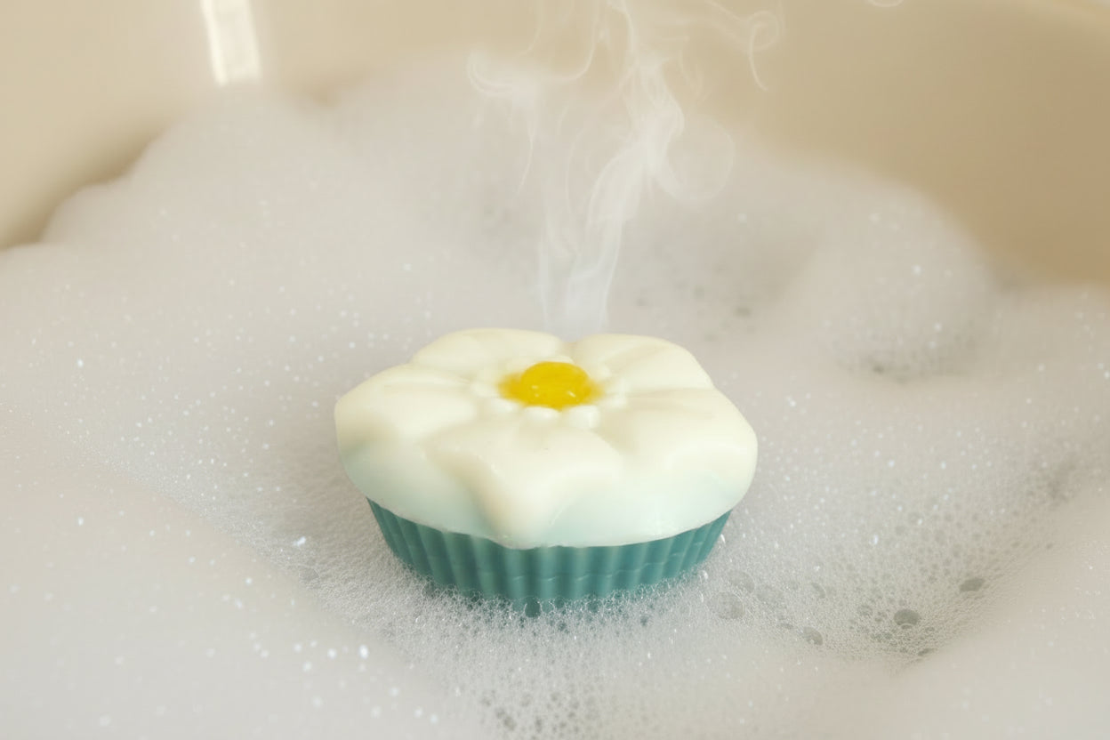 Lily scented cupcake soap bar by the bubble bath