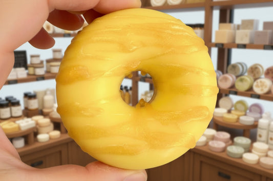 Yellow strawberry scented donut soap