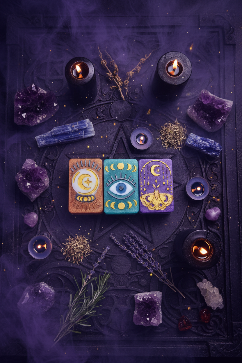 TAROT_CARD_SOAPS_ON_TAROT CLOTH_BIRDSEYE_VIEW