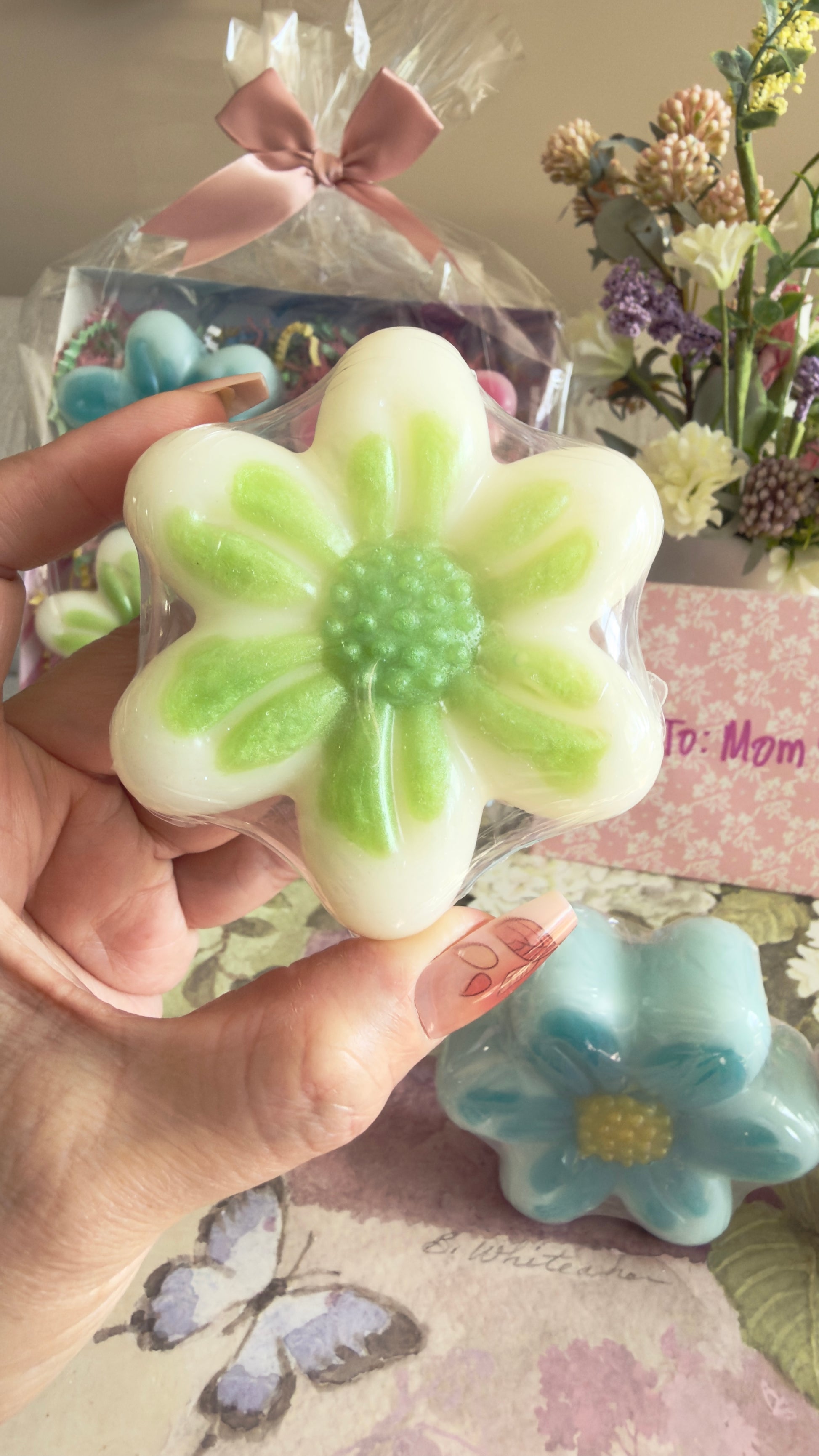 Tara holding geranium soap bar