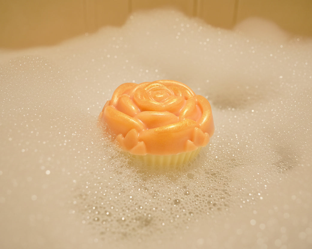 golden blossom cupcake soap bar bubble bath